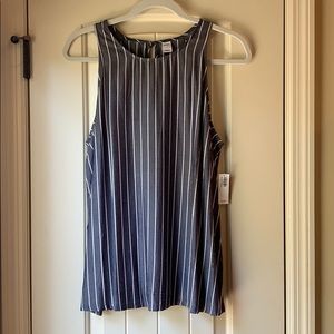 Sleeveless Striped High-Neck Top